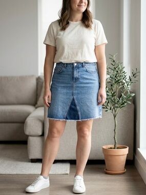 UO BDG Patchwork Denim Midi Skirt Medium | Y2K Grunge Raw Hem Deconstructed Blue